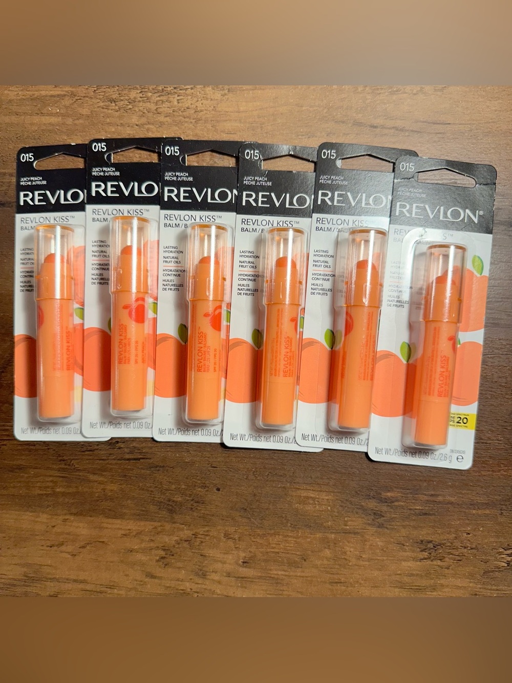 REVLON KISS BALM LASTING HYDRATION ~LOT OF 6 015 JUICY PEACH~SPF20 HYDRATION